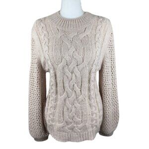 NWT Marled Reunited Clothing Blush Chunky Knit Pearl Detail Sweater